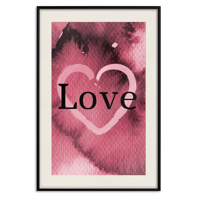 Wall Poster Burgundy Love - black English inscription on red texture 123966 additionalImage 18