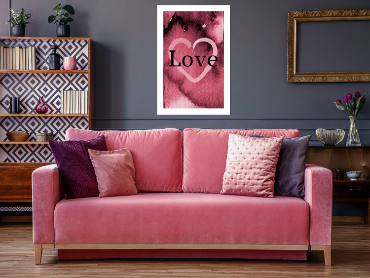 Wall Poster Burgundy Love - black English inscription on red texture 123966 additionalImage 2