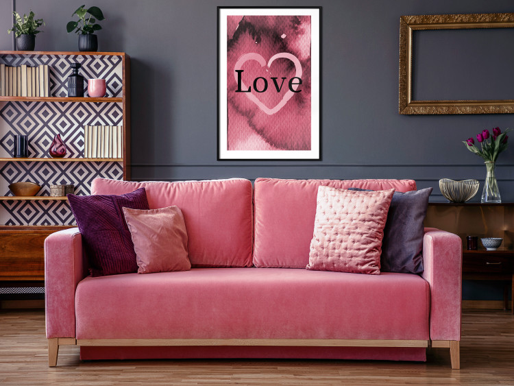 Wall Poster Burgundy Love - black English inscription on red texture 123966 additionalImage 4