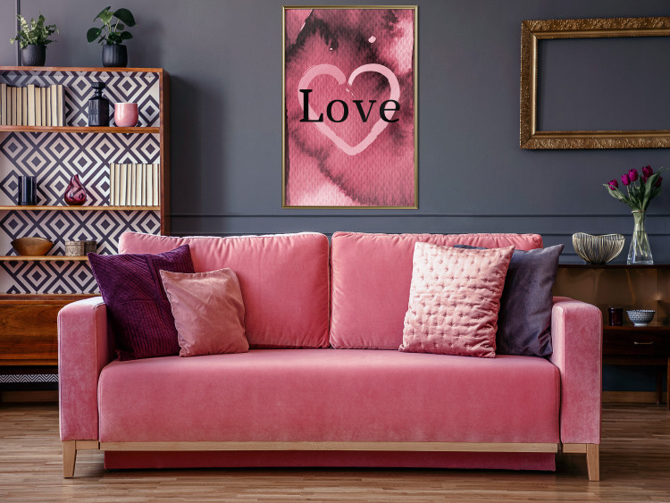 Wall Poster Burgundy Love - black English inscription on red texture 123966 additionalImage 7