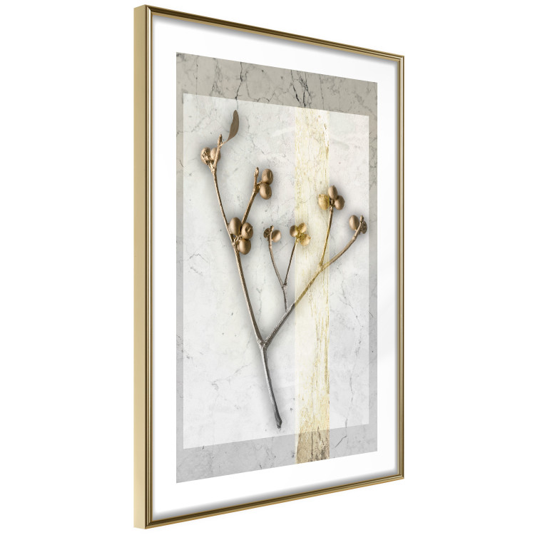 Poster Golden Mistletoe - abstract plant covered in gold on marble background 124966 additionalImage 6
