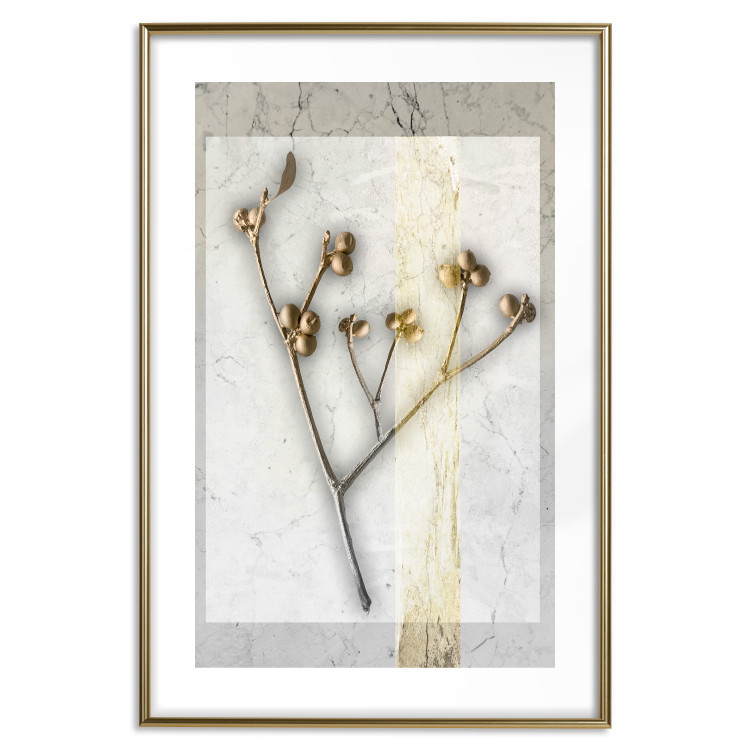 Poster Golden Mistletoe - abstract plant covered in gold on marble background 124966 additionalImage 14