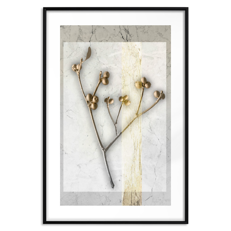 Poster Golden Mistletoe - abstract plant covered in gold on marble background 124966 additionalImage 15