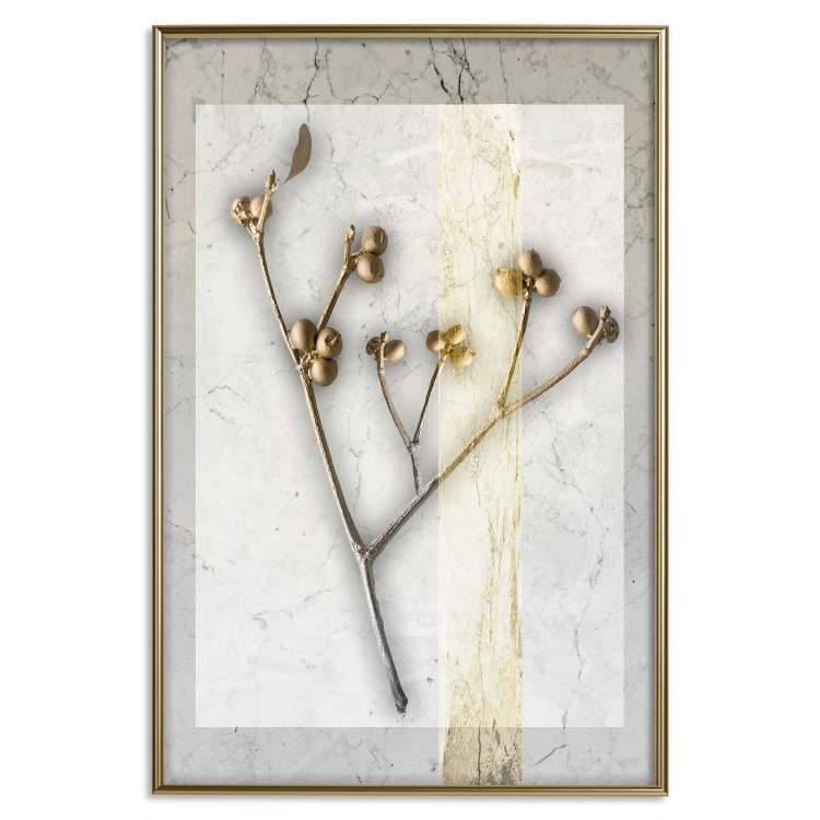 Poster Golden Mistletoe - abstract plant covered in gold on marble background 124966 additionalImage 16