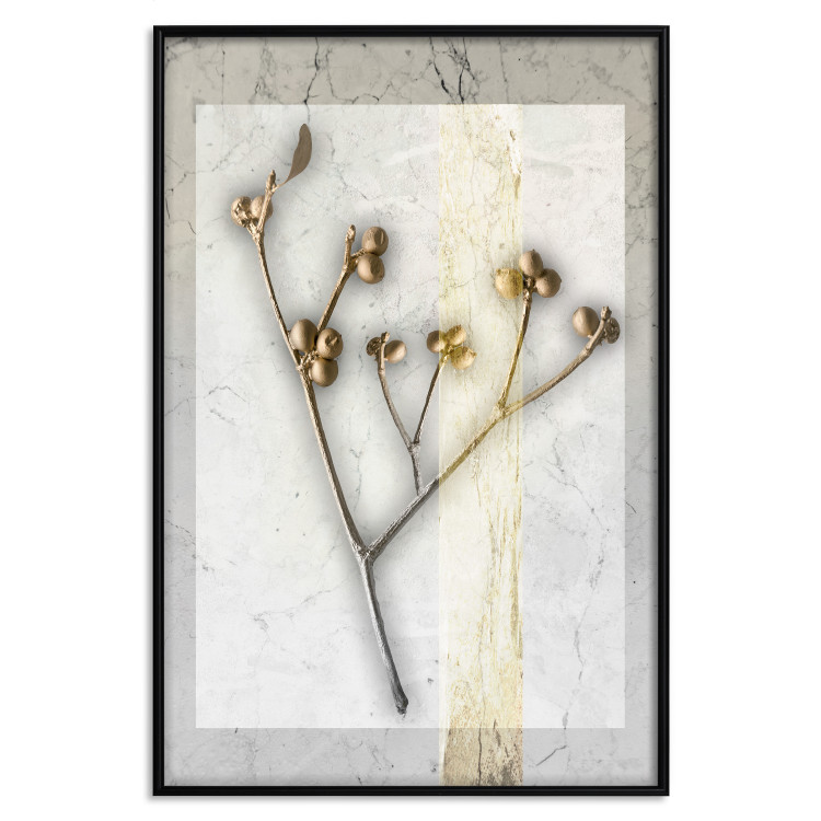 Poster Golden Mistletoe - abstract plant covered in gold on marble background 124966 additionalImage 18