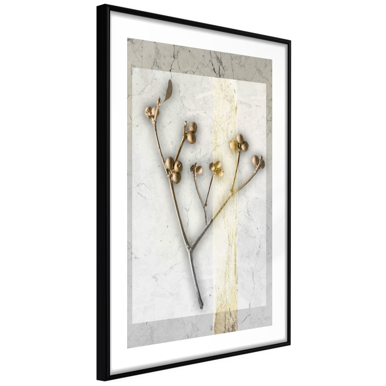 Poster Golden Mistletoe - abstract plant covered in gold on marble background 124966 additionalImage 11