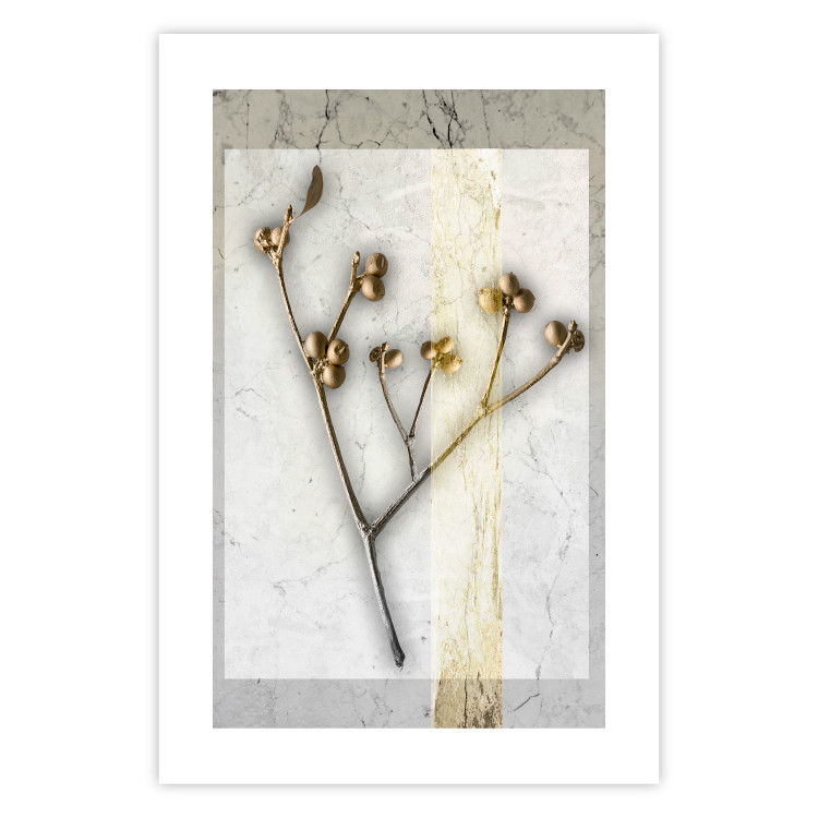 Poster Golden Mistletoe - abstract plant covered in gold on marble background 124966 additionalImage 19