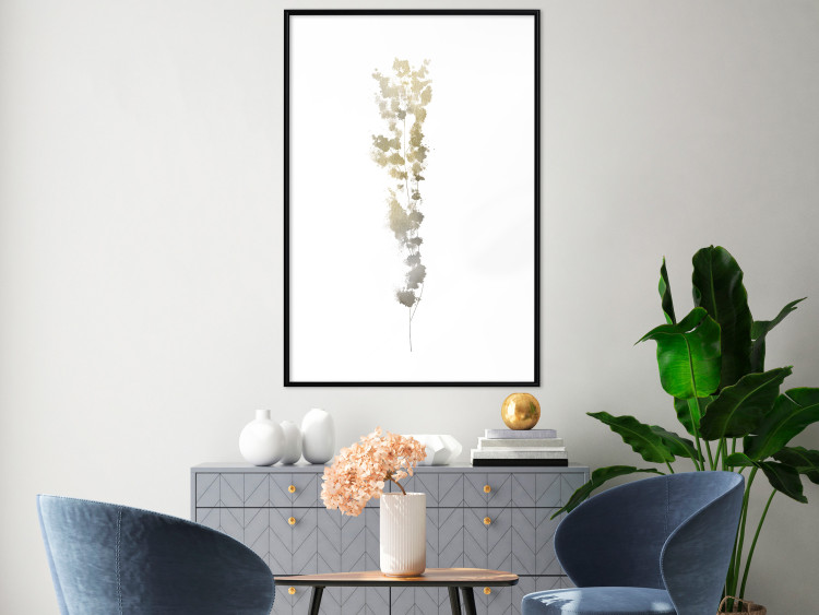 Wall Poster Golden Branch - golden-gray plant on a contrasting white background 125366 additionalImage 4