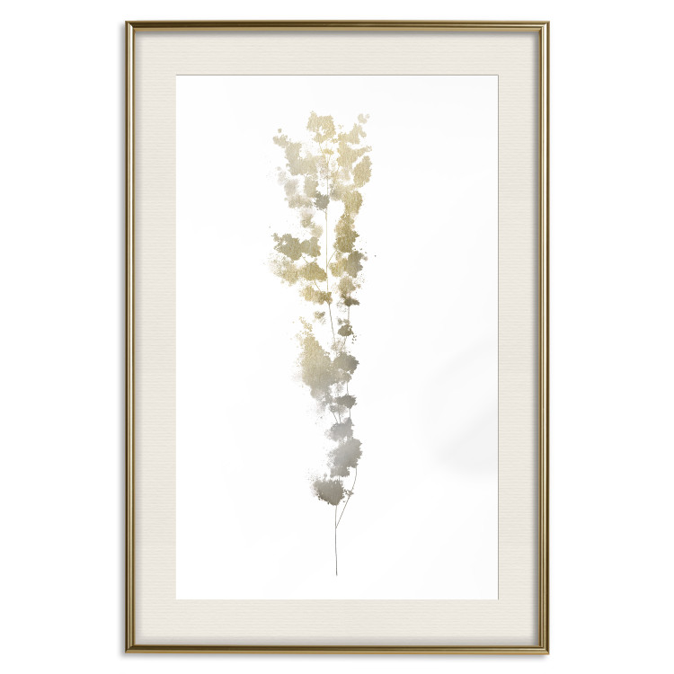 Wall Poster Golden Branch - golden-gray plant on a contrasting white background 125366 additionalImage 20