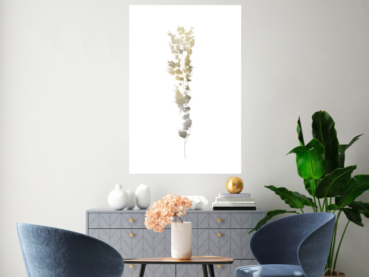Wall Poster Golden Branch - golden-gray plant on a contrasting white background 125366 additionalImage 2