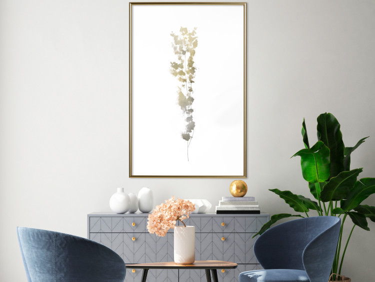 Wall Poster Golden Branch - golden-gray plant on a contrasting white background 125366 additionalImage 15