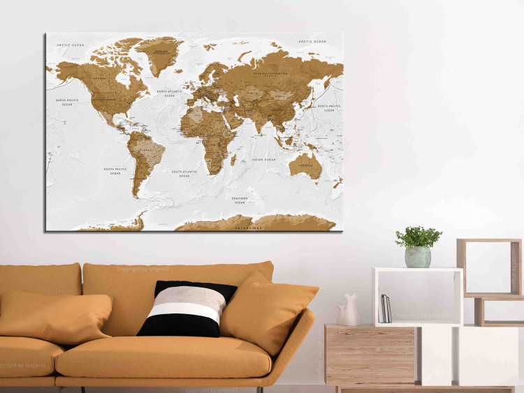 Canvas World Map: White Oceans (1 Part) Wide 125466 additionalImage 3