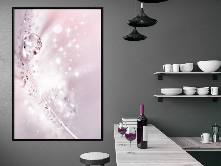 Wall Poster Shining Feather - feather with a water droplet in a pink abstract glow 125866 additionalImage 7