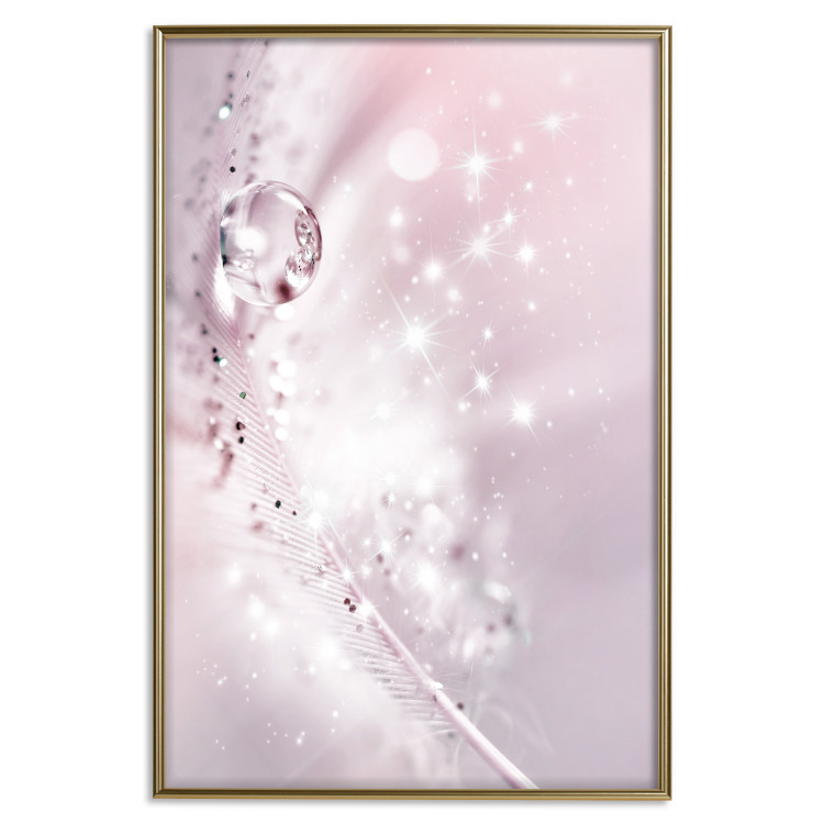 Wall Poster Shining Feather - feather with a water droplet in a pink abstract glow 125866 additionalImage 16