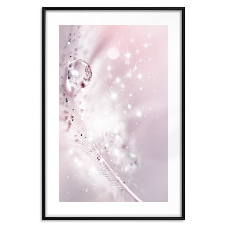 Wall Poster Shining Feather - feather with a water droplet in a pink abstract glow 125866 additionalImage 15