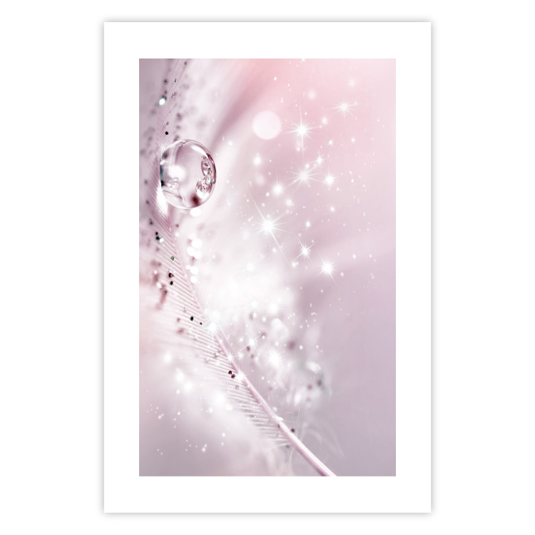 Wall Poster Shining Feather - feather with a water droplet in a pink abstract glow 125866 additionalImage 19