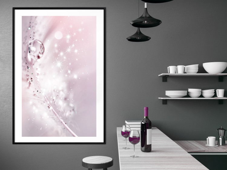 Wall Poster Shining Feather - feather with a water droplet in a pink abstract glow 125866 additionalImage 9