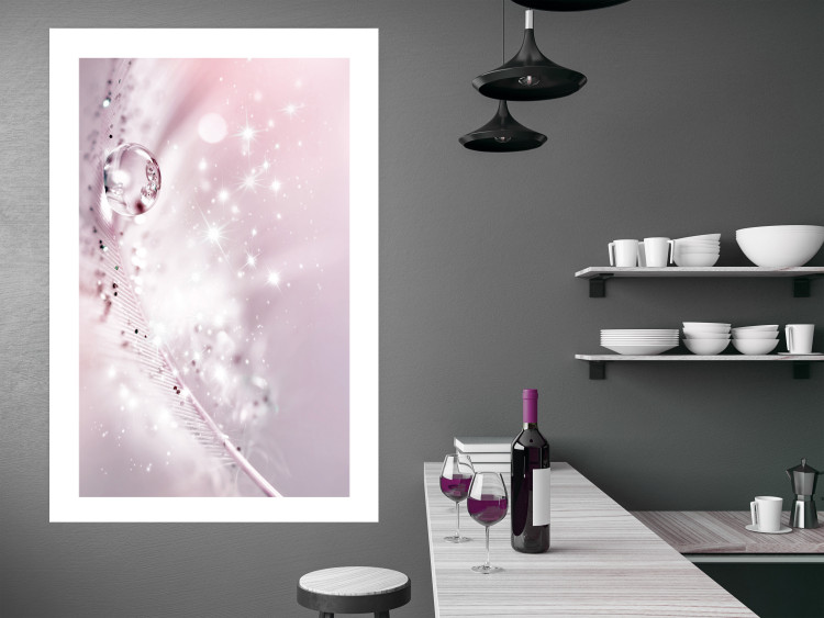 Wall Poster Shining Feather - feather with a water droplet in a pink abstract glow 125866 additionalImage 8