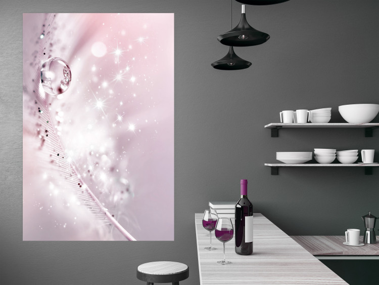 Wall Poster Shining Feather - feather with a water droplet in a pink abstract glow 125866 additionalImage 17