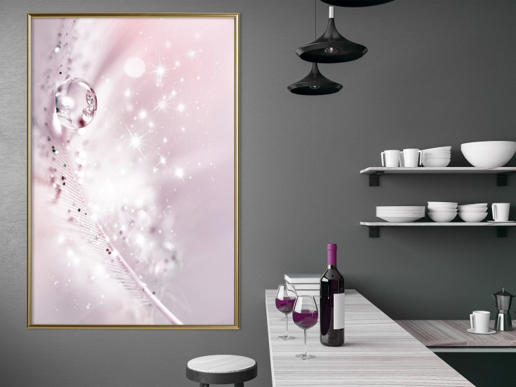 Wall Poster Shining Feather - feather with a water droplet in a pink abstract glow 125866 additionalImage 10