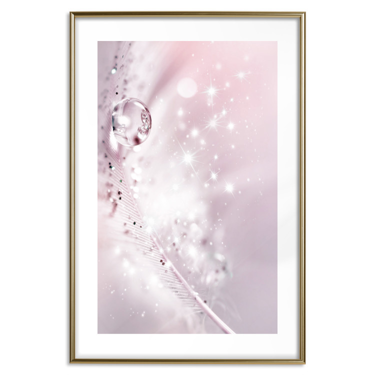 Wall Poster Shining Feather - feather with a water droplet in a pink abstract glow 125866 additionalImage 14