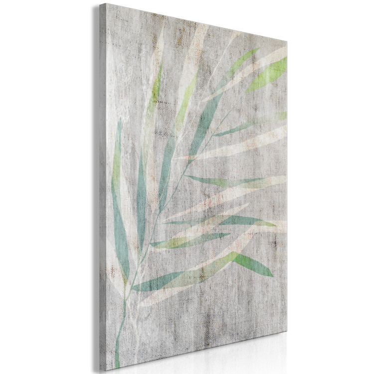 Canvas Print Chamedorea (1-part) vertical - rustic leaves on a gray background 127466 additionalImage 2