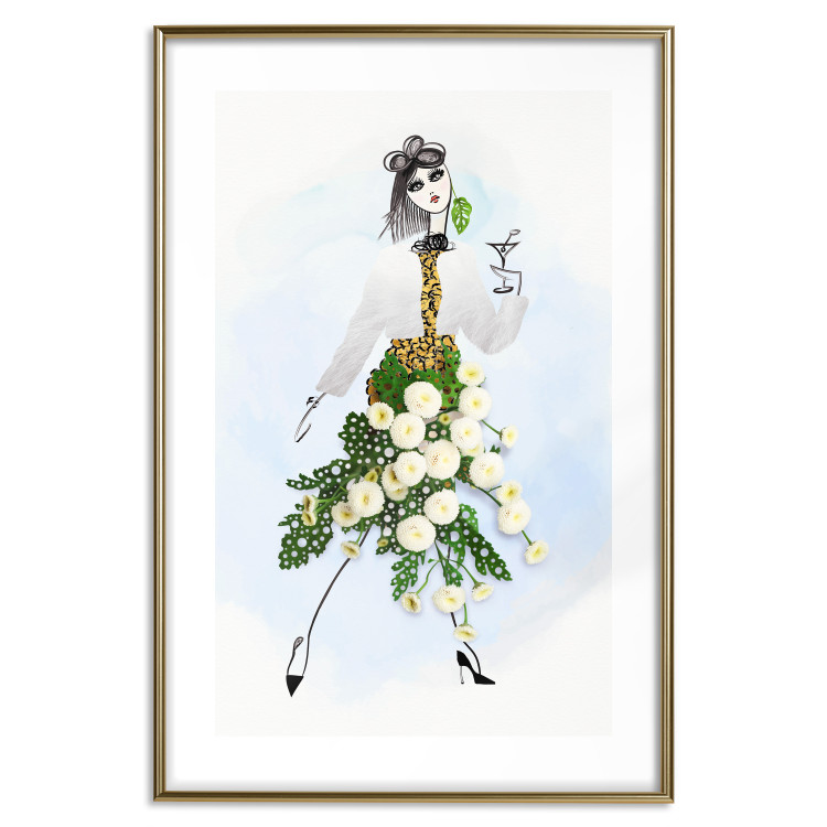 Poster Herbal Girl - abstract woman in skirt with white flowers 127866 additionalImage 13
