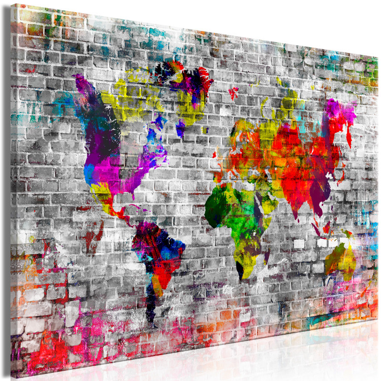 Canvas Print World of Bricks (1-part) wide - colorful abstraction of the world map 128066 additionalImage 2