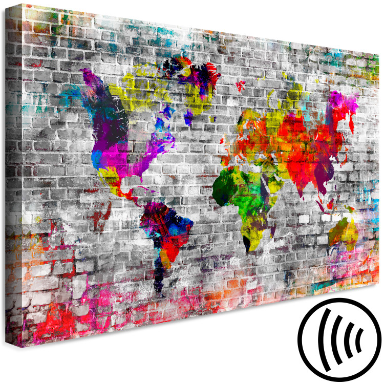 Canvas Print World of Bricks (1-part) wide - colorful abstraction of the world map 128066 additionalImage 6