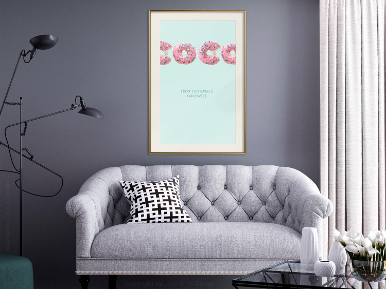 Poster Fashion for Sweets - abstract donut-themed inscription on pastel background 128366 additionalImage 22