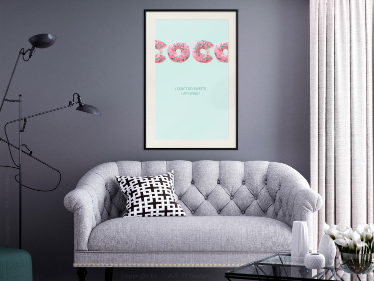 Poster Fashion for Sweets - abstract donut-themed inscription on pastel background 128366 additionalImage 24