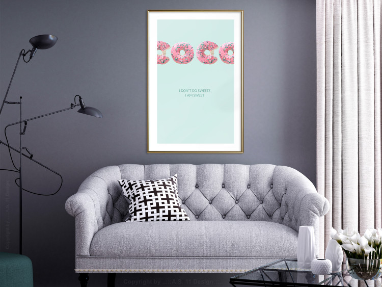 Poster Fashion for Sweets - abstract donut-themed inscription on pastel background 128366 additionalImage 15