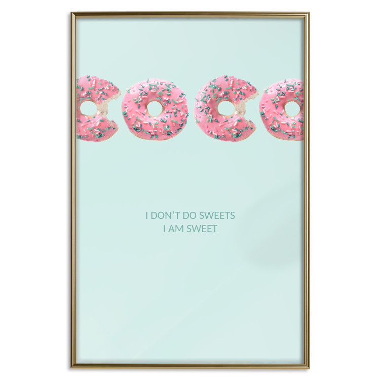 Poster Fashion for Sweets - abstract donut-themed inscription on pastel background 128366 additionalImage 21