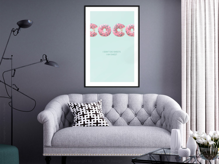 Poster Fashion for Sweets - abstract donut-themed inscription on pastel background 128366 additionalImage 23