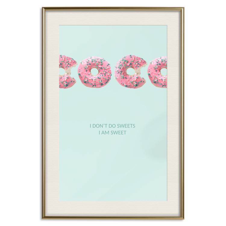 Poster Fashion for Sweets - abstract donut-themed inscription on pastel background 128366 additionalImage 20