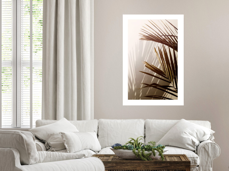 Wall Poster Rhythmic Tones: Sepia - summer composition with tropical palm leaves 129466 additionalImage 5