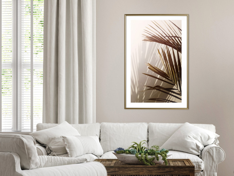 Wall Poster Rhythmic Tones: Sepia - summer composition with tropical palm leaves 129466 additionalImage 15