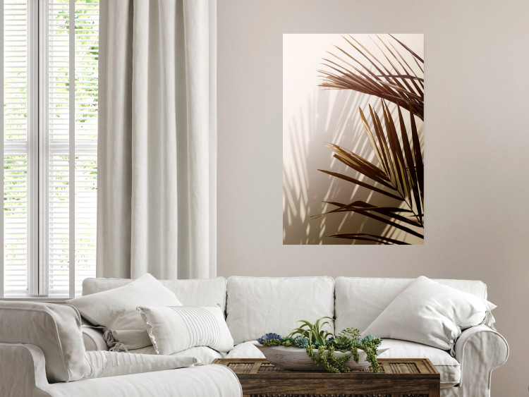 Wall Poster Rhythmic Tones: Sepia - summer composition with tropical palm leaves 129466 additionalImage 4