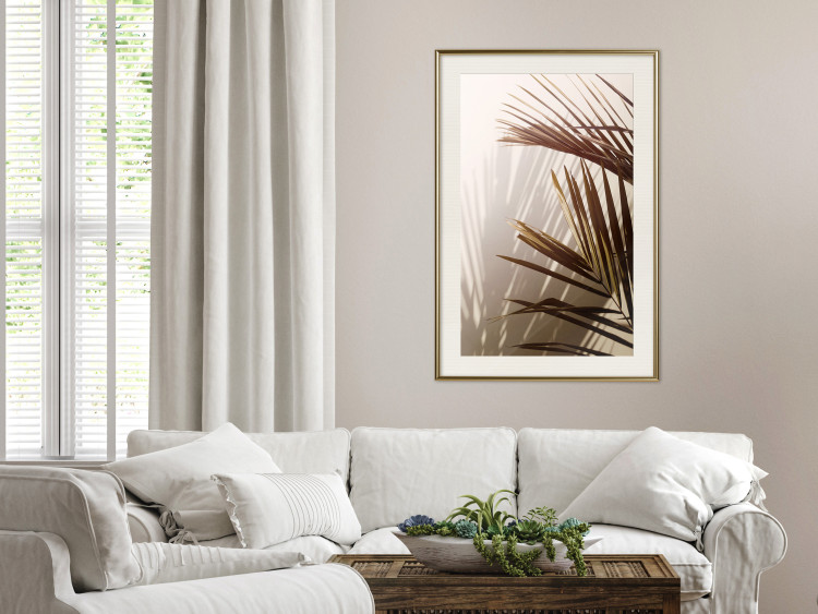 Wall Poster Rhythmic Tones: Sepia - summer composition with tropical palm leaves 129466 additionalImage 22