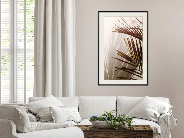 Wall Poster Rhythmic Tones: Sepia - summer composition with tropical palm leaves 129466 additionalImage 24