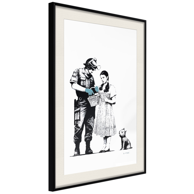 Poster Dorothy and the Policeman - black mural of a girl with a dog on a white background 132466 additionalImage 3