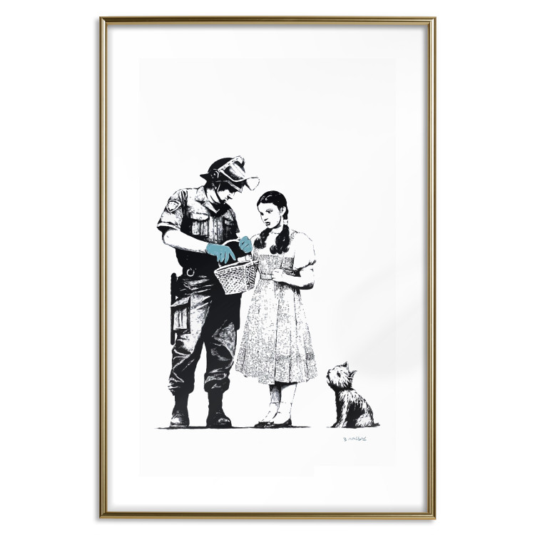 Poster Dorothy and the Policeman - black mural of a girl with a dog on a white background 132466 additionalImage 14
