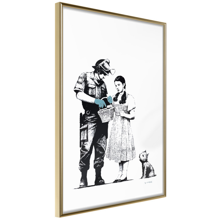 Poster Dorothy and the Policeman - black mural of a girl with a dog on a white background 132466 additionalImage 12