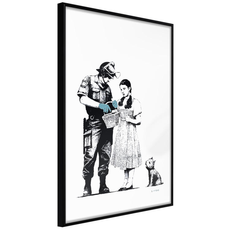 Poster Dorothy and the Policeman - black mural of a girl with a dog on a white background 132466 additionalImage 11