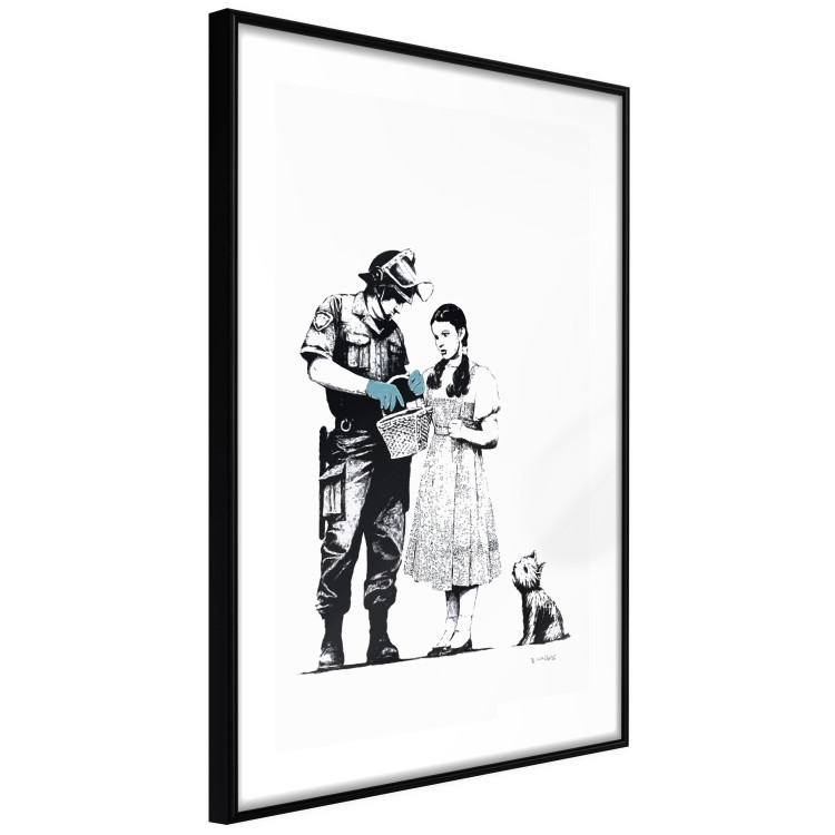 Poster Dorothy and the Policeman - black mural of a girl with a dog on a white background 132466 additionalImage 10