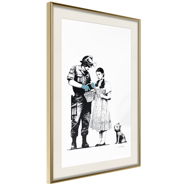 Poster Dorothy and the Policeman - black mural of a girl with a dog on a white background 132466 additionalImage 2