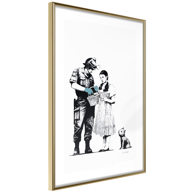 Poster Dorothy and the Policeman - black mural of a girl with a dog on a white background 132466 additionalImage 6