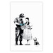 Poster Dorothy and the Policeman - black mural of a girl with a dog on a white background 132466