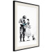 Poster Dorothy and the Policeman - black mural of a girl with a dog on a white background 132466 additionalThumb 3