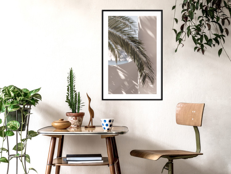 Poster Terrace with a View - natural composition of palm tree against a light wall 134766 additionalImage 18